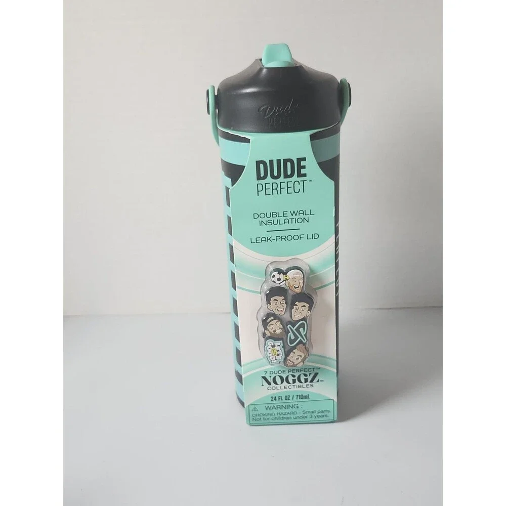 Dude Perfect 24oz Water Bottle Teal w/ Handle & Leakproof Lid NEW Tags